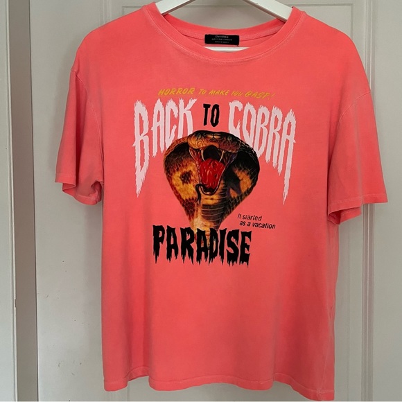 Neon peach/orange snake (cobra) t shirt. Size XS made in turkey. 100% cotton - Picture 6 of 10